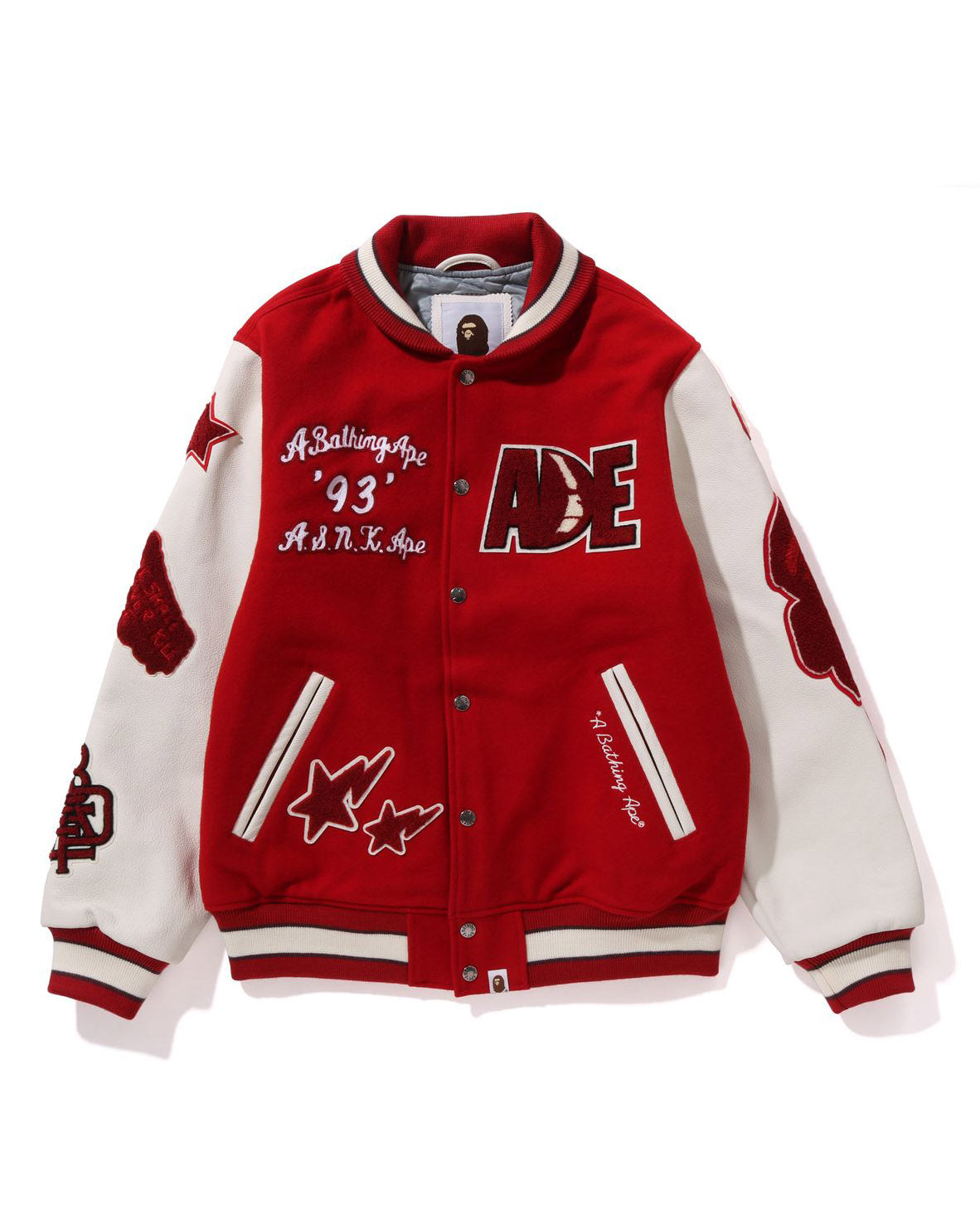 BAPE MULTI MOTIF VARSITY JACKET – Stress