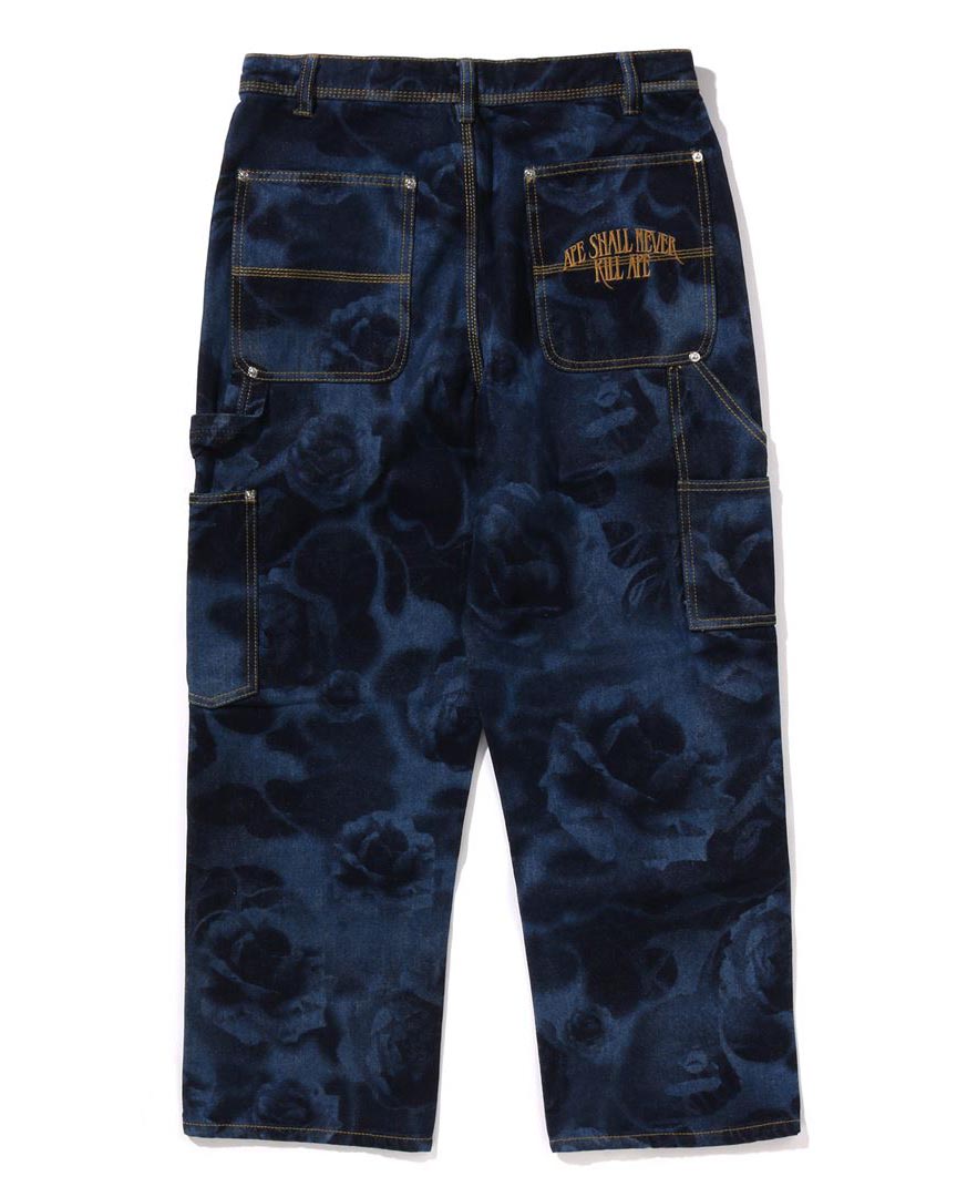 FLORAL CAMO JACQUARD RELAXED FIT 13OZ DENIM WORK PANTS image