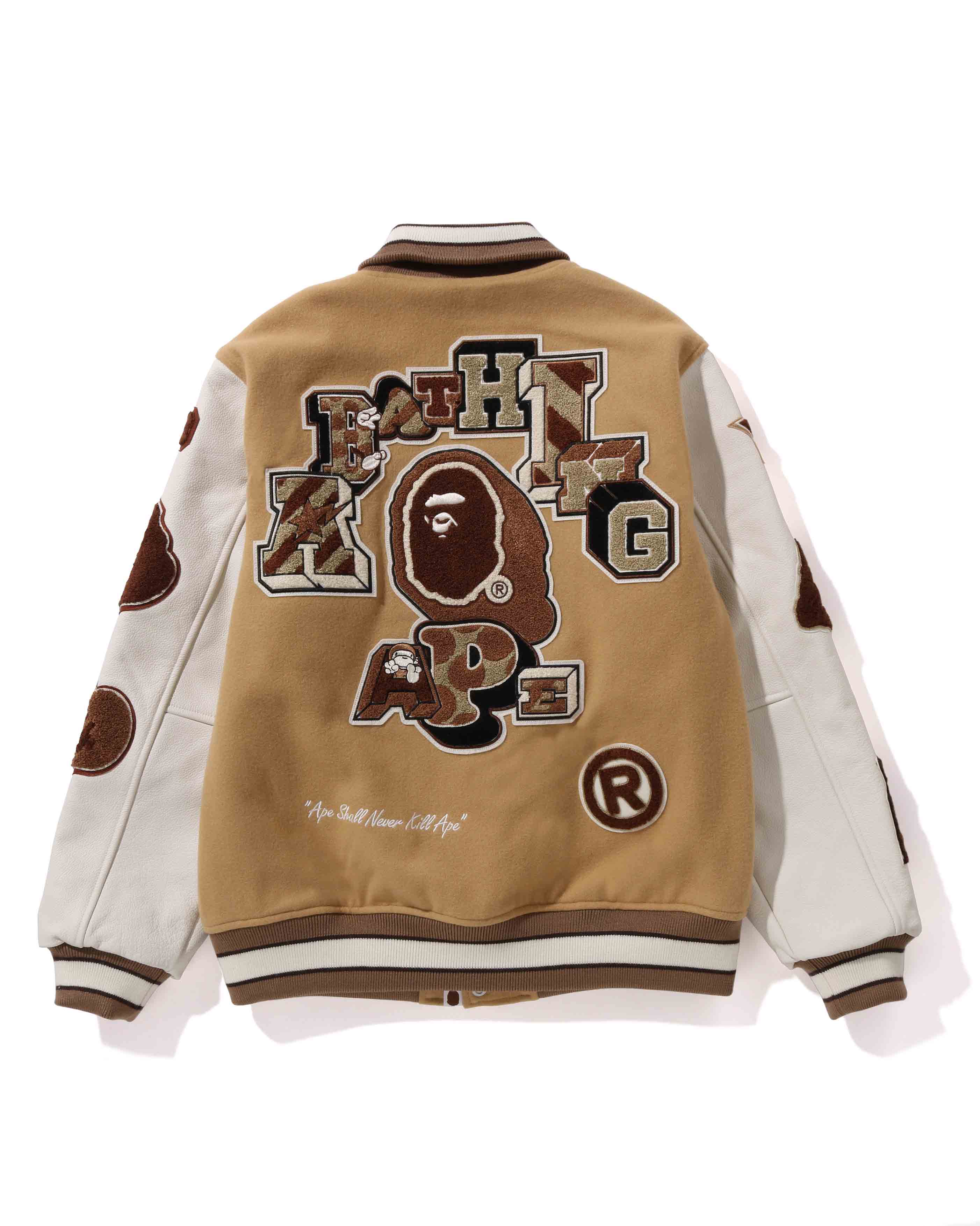 Bathing ape letterman jacket online