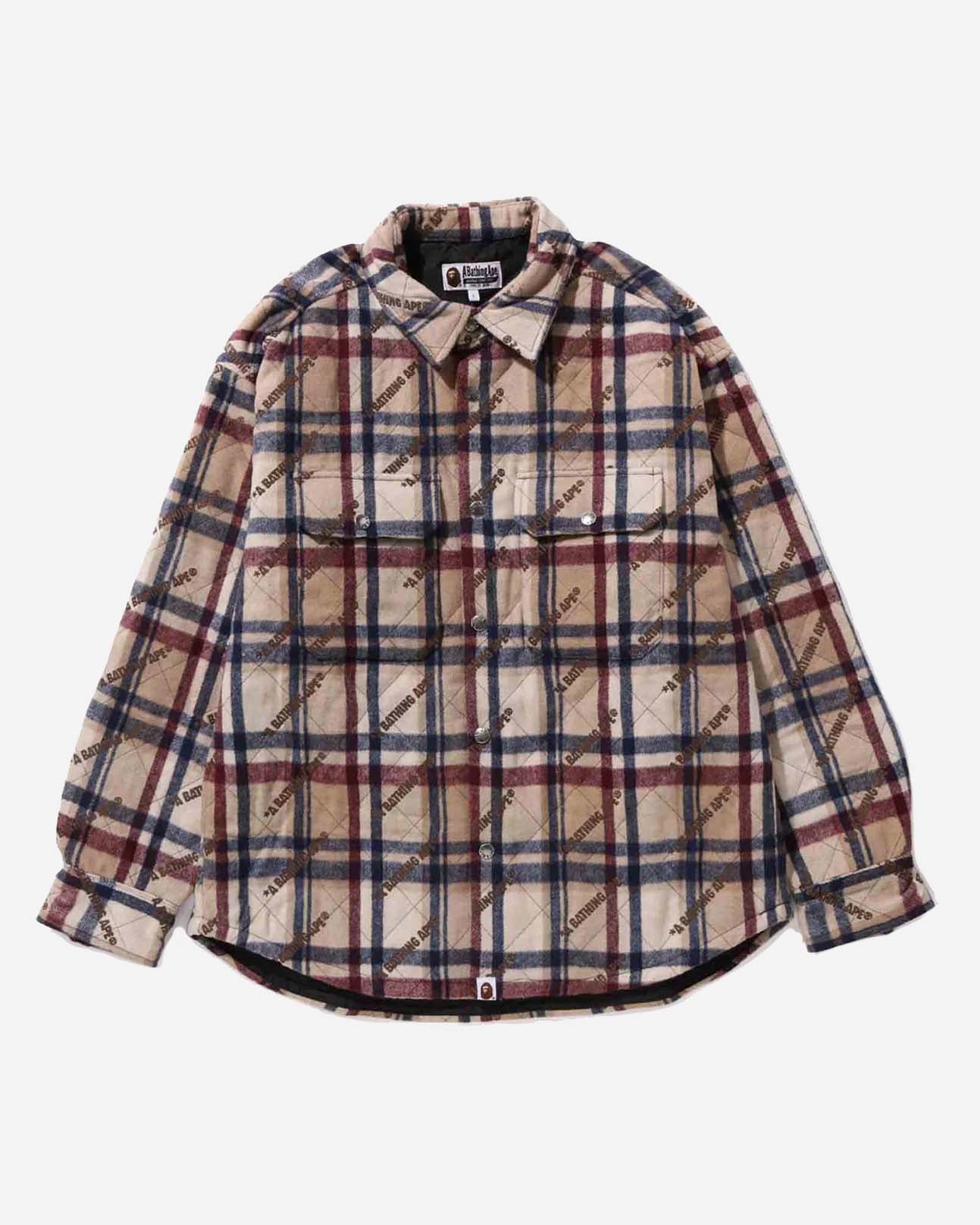 A BATHING APE LOGO CHECK PATTERN  PADDED FLANNEL SHIRT JACKET image