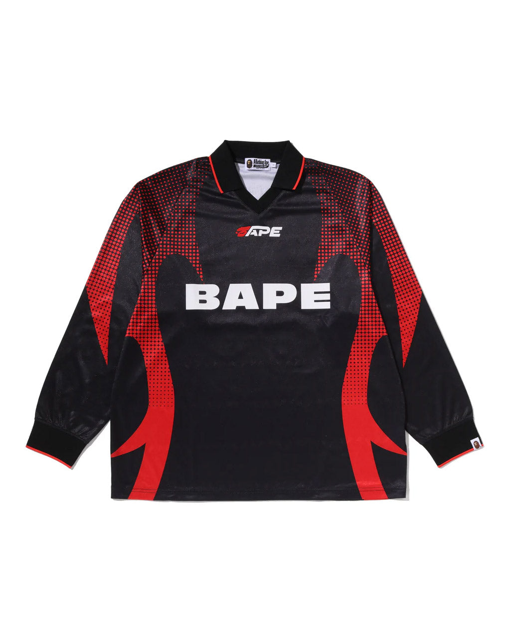 APE FLAME MONOGRAM JACQUARD LOGO RELAXED FIT FOOTBALL JERSEY image