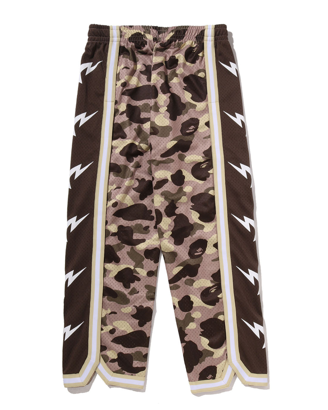 COLOR CAMO MESH HIGH SPLIT SNAP BUTTON RELAXED FIT PANTS image