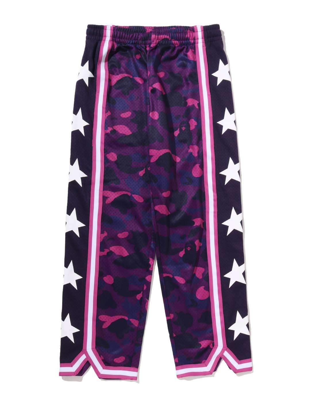 COLOR CAMO MESH HIGH SPLIT SNAP BUTTON RELAXED FIT PANTS image