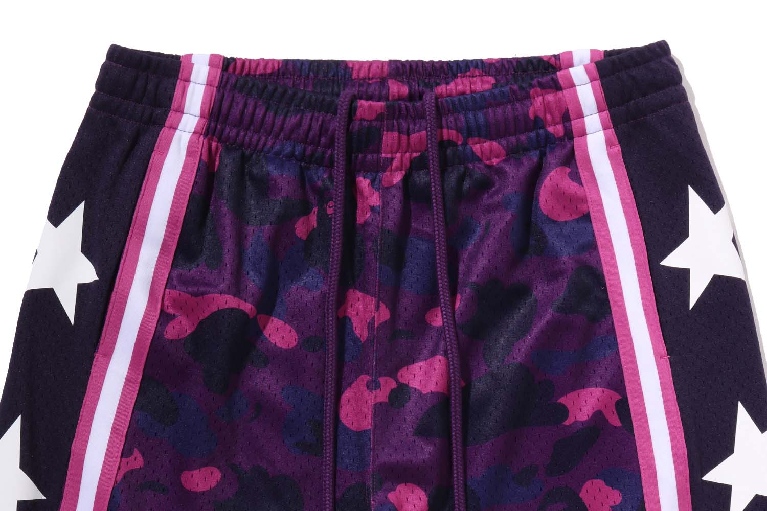 COLOR CAMO MESH HIGH SPLIT SNAP BUTTON RELAXED FIT PANTS image