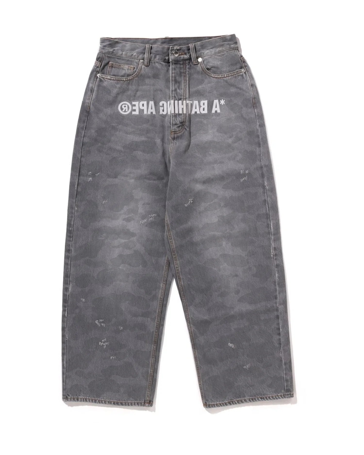 1ST CAMO DESTROYED LOOSE FIT DENIM PANTS image