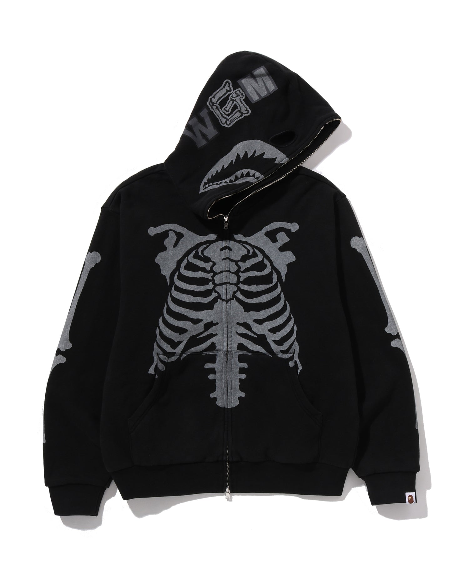 SKELETON SHARK HEAVY WASHED CROPPED FIT FULL ZIP HOODIE image