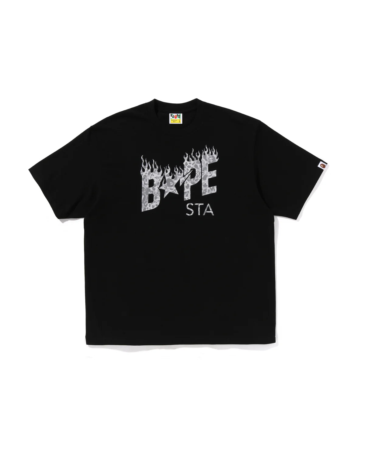 WILD LEOPARD PATTERN BAPE STA LOGO RELAXED FIT TEE image