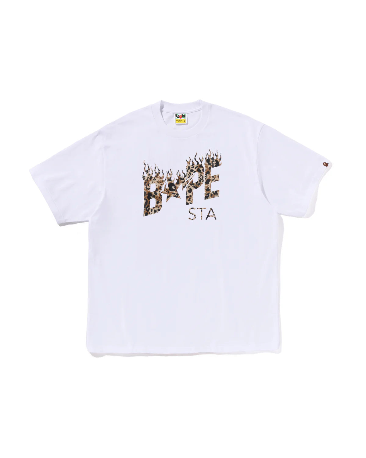 WILD LEOPARD PATTERN BAPE STA LOGO RELAXED FIT TEE image