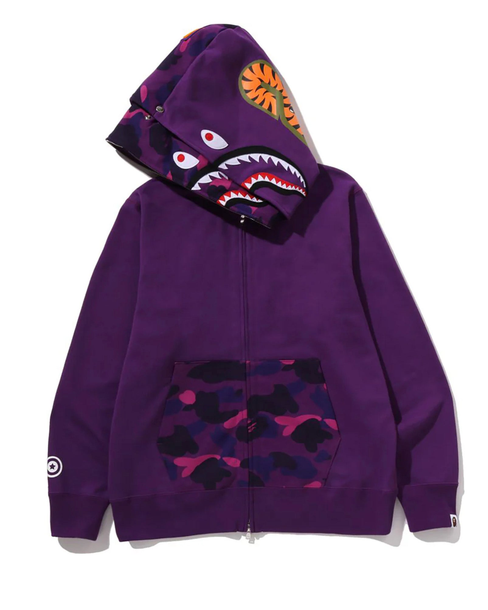 COLOR CAMO SHARK FULL ZIP DOUBLE HOODIE image