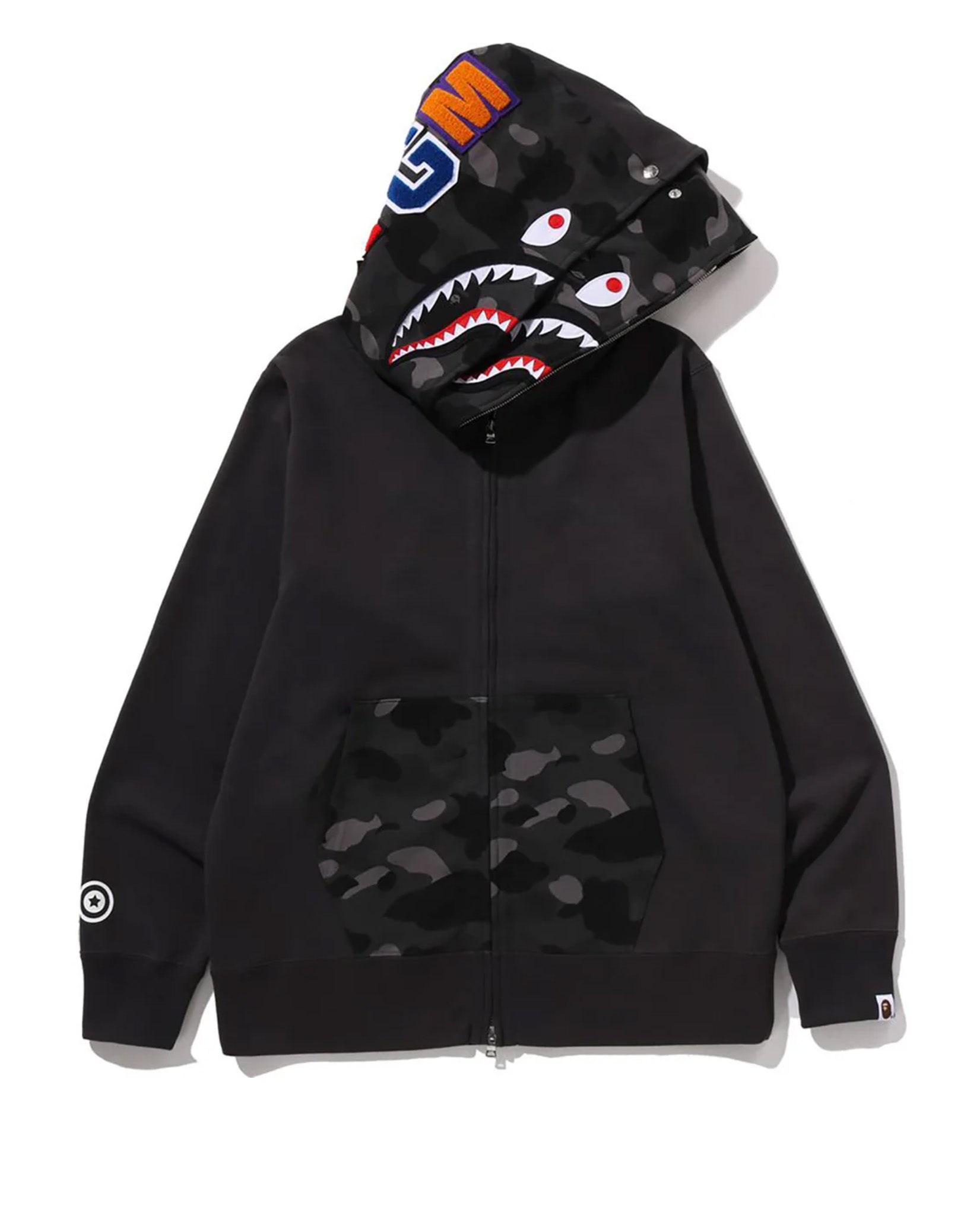 COLOR CAMO SHARK FULL ZIP DOUBLE HOODIE image