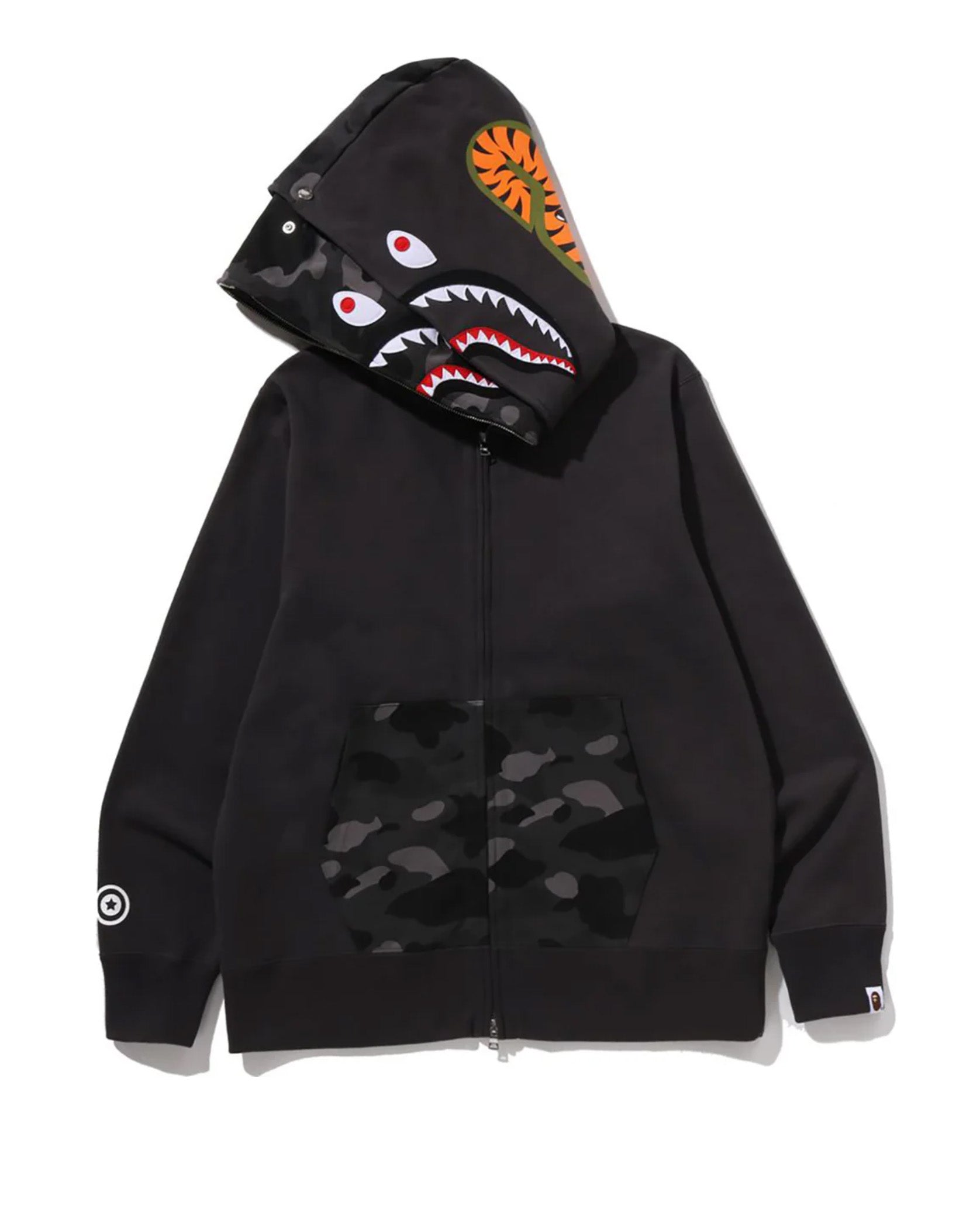 COLOR CAMO SHARK FULL ZIP DOUBLE HOODIE image